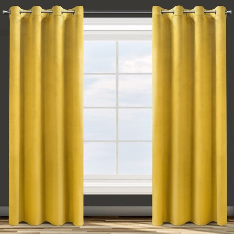 Zasłona gotowa na przelotkach 140x250 musztardowa welurowa Rosa Zasłona gotowa na przelotkach 140x250 musztardowa welurowa Rosa