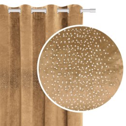Zasłona gotowa na przelotkach 140x250 musztardowa welurowa z kryształkami Shiny