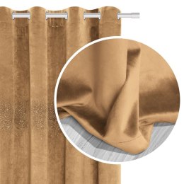 Zasłona gotowa na przelotkach 140x250 musztardowa welurowa z kryształkami Shiny