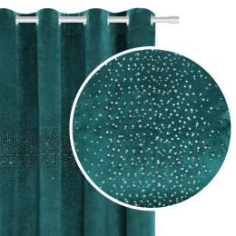Zasłona gotowa na przelotkach 140x250 turkusowa ciemna welurowa z kryształkami Shiny