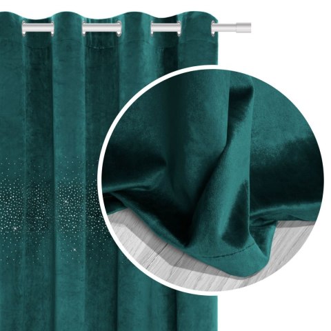Zasłona gotowa na przelotkach 140x250 turkusowa ciemna welurowa z kryształkami Shiny Zasłona gotowa na przelotkach 140x250 turkusowa ciemna welurowa z kryształkami Shiny