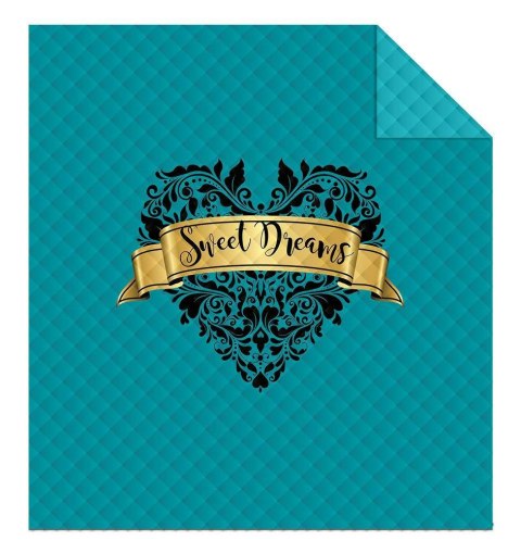 Narzuta dekoracyjna 170x210 Holland K13 Słodkich snów Sweet Dreams serce orientalna ornamenty turkusowa złota czarna dwustronna Narzuta dekoracyjna 170x210 Holland K13 Słodkich snów Sweet Dreams serce orientalna ornamenty turkusowa złota czarna dwustronna