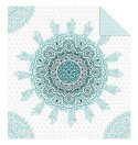 Narzuta dekoracyjna 170x210 Holland K22 Rozeta piórka orientalna biała turkusowa ornamenty dwustronna Narzuta dekoracyjna 170x210 Holland K22 Rozeta piórka orientalna biała turkusowa ornamenty dwustronna