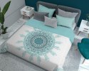 Narzuta dekoracyjna 170x210 Holland K22 Rozeta piórka orientalna biała turkusowa ornamenty dwustronna Narzuta dekoracyjna 170x210 Holland K22 Rozeta piórka orientalna biała turkusowa ornamenty dwustronna