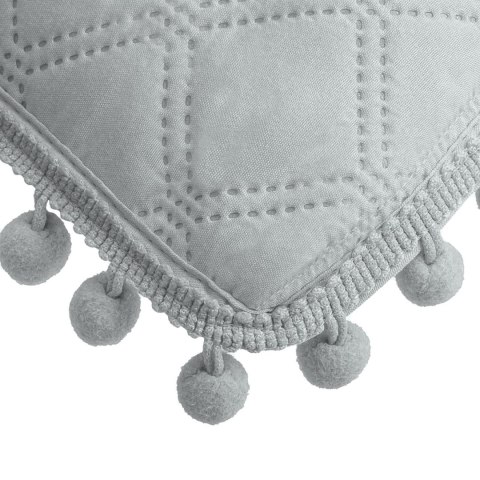 Narzuta z pomponami 160x220 szara Pompoo pompony romby glamour dekoracyjna Narzuta z pomponami 160x220 szara Pompoo pompony romby glamour dekoracyjna