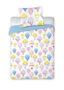Pościel bawełniana 100x135 Balony biała niebieska żółta 9068 dziecięca do łóżeczka