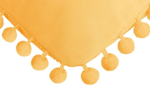 Poszewka dekoracyjna 45x45 Fluffy musztardowa z pomponami Poszewka dekoracyjna 45x45 Fluffy musztardowa z pomponami