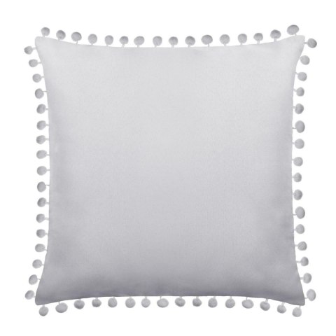 Poszewka dekoracyjna 45x45 Fluffy srebrna z pomponami Poszewka dekoracyjna 45x45 Fluffy srebrna z pomponami