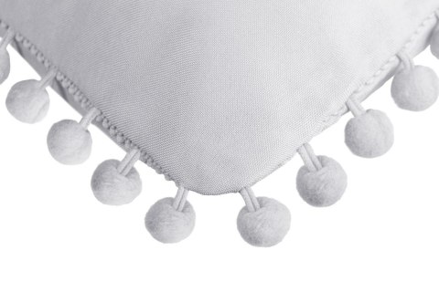 Poszewka dekoracyjna 45x45 Fluffy srebrna z pomponami Poszewka dekoracyjna 45x45 Fluffy srebrna z pomponami