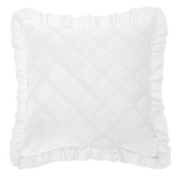 Poszewka z falbanką 40x40 Ruffy biała falbanka romby glamour dekoracyjna do narzuty
