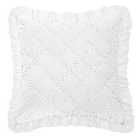 Poszewka z falbanką 40x40 Ruffy biała falbanka romby glamour dekoracyjna do narzuty Poszewka z falbanką 40x40 Ruffy biała falbanka romby glamour dekoracyjna do narzuty