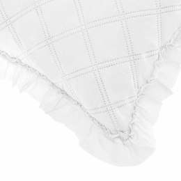 Poszewka z falbanką 40x40 Ruffy biała falbanka romby glamour dekoracyjna do narzuty