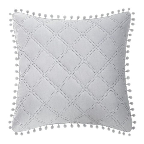 Poszewka z pomponami 45x45 szara Pompoo pompony romby glamour dekoracyjna do narzuty Poszewka z pomponami 45x45 szara Pompoo pompony romby glamour dekoracyjna do narzuty