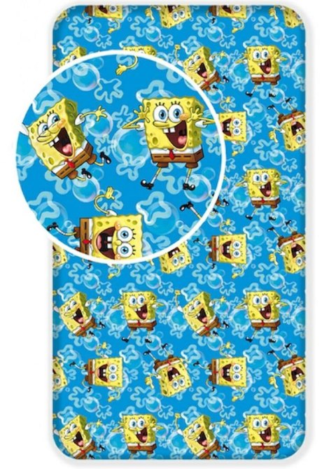 Prześcieradło bawełniane z gumką 90x200 Sponge Bob Kanciastoporty 0937 niebieskie gąbka SpongeBob Prześcieradło bawełniane z gumką 90x200 Sponge Bob Kanciastoporty 0937 niebieskie gąbka SpongeBob