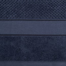 Ręcznik Jessi 50x90 granatowy frotte 500g/m2 z fakturą wytłaczanej krateczki i welurową bordiurą Eurofirany