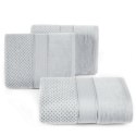 Ręcznik Jessi 50x90 srebrny frotte 500g/m2 z fakturą wytłaczanej krateczki i welurową bordiurą Eurofirany Ręcznik Jessi 50x90 srebrny frotte 500g/m2 z fakturą wytłaczanej krateczki i welurową bordiurą Eurofirany