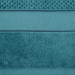 Ręcznik Jessi 50x90 turkusowy frotte 500g/m2 z fakturą wytłaczanej krateczki i welurową bordiurą Eurofirany