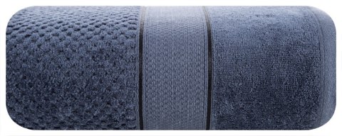 Ręcznik Jessi 70x140 granatowy frotte 500g/m2 z fakturą wytłaczanej krateczki i welurową bordiurą Eurofirany Ręcznik Jessi 70x140 granatowy frotte 500g/m2 z fakturą wytłaczanej krateczki i welurową bordiurą Eurofirany