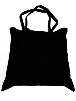 Torba bawełniana na zakupy 37x38 czarna jednobarwna 9566