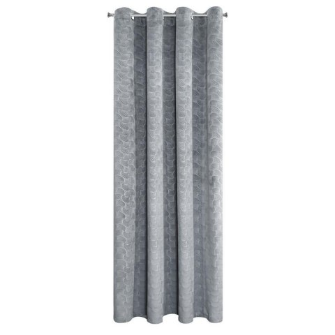 Zasłona 140x250 Ellen stalowa welurowa gotowa na przelotkach wzór geometryczny Zasłona 140x250 Ellen stalowa welurowa gotowa na przelotkach wzór geometryczny