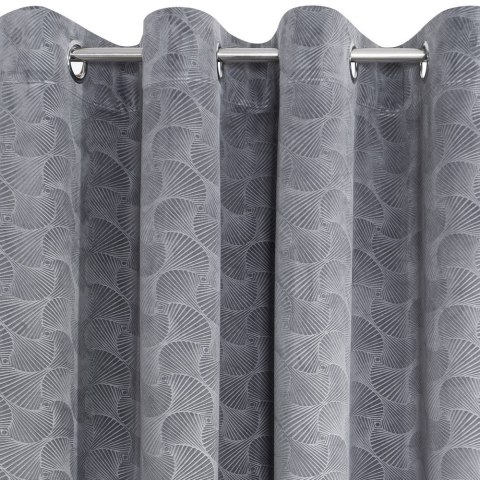 Zasłona 140x250 Ellen stalowa welurowa gotowa na przelotkach wzór geometryczny Zasłona 140x250 Ellen stalowa welurowa gotowa na przelotkach wzór geometryczny