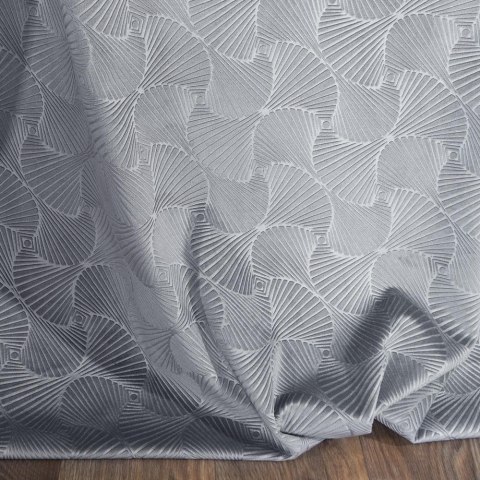Zasłona 140x250 Ellen stalowa welurowa gotowa na przelotkach wzór geometryczny Zasłona 140x250 Ellen stalowa welurowa gotowa na przelotkach wzór geometryczny