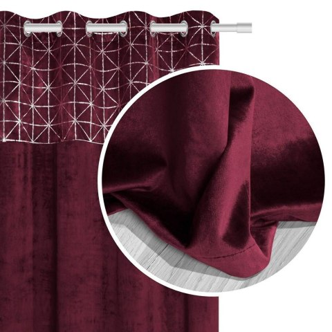 Zasłona 140x250 Glossy bordowa srebrna welurowa gotowa na przelotkach Zasłona 140x250 Glossy bordowa srebrna welurowa gotowa na przelotkach