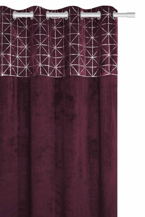 Zasłona 140x250 Glossy bordowa srebrna welurowa gotowa na przelotkach Zasłona 140x250 Glossy bordowa srebrna welurowa gotowa na przelotkach