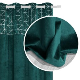 Zasłona 140x250 Glossy turkusowa ciemna srebrna welurowa gotowa na przelotkach