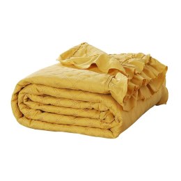 Narzuta z falbanką 160x220 Ruffy musztardowa Ruffy falbanka romby glamour dekoracyjna
