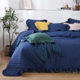 Narzuta z falbanką 200x220 Ruffy granatowa falbanka romby glamour dekoracyjna