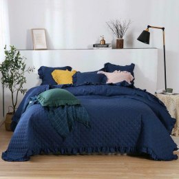 Narzuta z falbanką 240x220 Ruffy granatowa falbanka romby glamour dekoracyjna