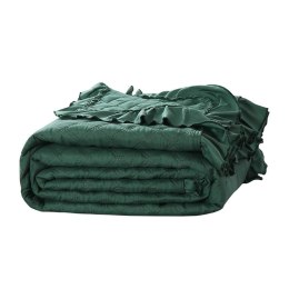 Narzuta z falbanką 240x220 Ruffy zielona butelkowa falbanka romby glamour dekoracyjna