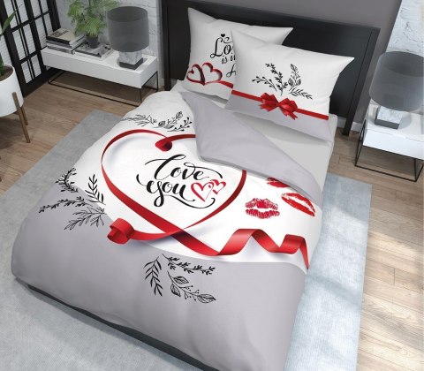 Pościel bawełniana 160x200 3505 A Love You serca usta szara biała czerwona Miłość jest w powietrzu dla pary Holland Pościel bawełniana 160x200 3505 A Love You serca usta szara biała czerwona Miłość jest w powietrzu dla pary Holland
