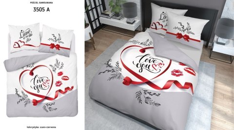 Pościel bawełniana 160x200 3505 A Love You serca usta szara biała czerwona Miłość jest w powietrzu dla pary Holland Pościel bawełniana 160x200 3505 A Love You serca usta szara biała czerwona Miłość jest w powietrzu dla pary Holland