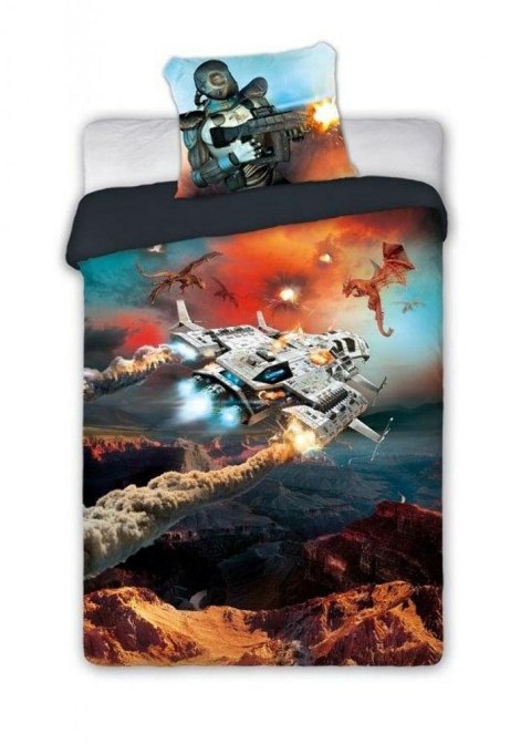 Pościel bawełniana 160x200 Gamer 019 młodzieżowa statek kosmiczny planeta galaktyka dla gracza pomarańczowa szara 9050 Pościel bawełniana 160x200 Gamer 019 młodzieżowa statek kosmiczny planeta galaktyka dla gracza pomarańczowa szara 9050