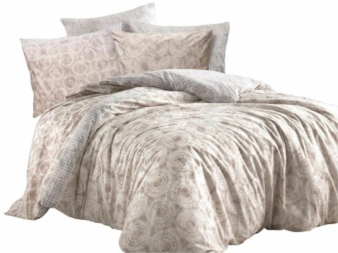 Pościel bawełniana 160x200 Octavia Brown beżowa szara kółka pepitka Cottonlove Exclusive Pościel bawełniana 160x200 Octavia Brown beżowa szara kółka pepitka Cottonlove Exclusive