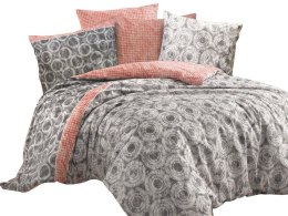 Pościel bawełniana 160x200 Octavia Grey szara czerwona kółka pepitka Cottonlove Exclusive
