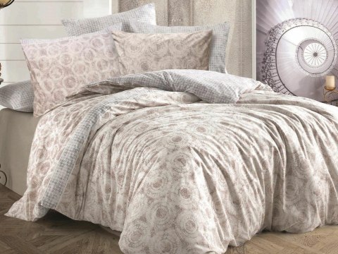 Pościel bawełniana 200x220 Octavia Brown beżowa szara kółka pepitka Cottonlove Exclusive Pościel bawełniana 200x220 Octavia Brown beżowa szara kółka pepitka Cottonlove Exclusive
