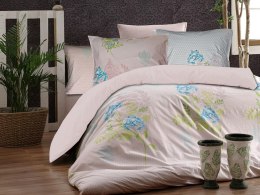Pościel bawełniana 200x220 Ortanca Pink biała różowa pudrowa turkusowa zielona kwiaty Cottonlove Exclusive