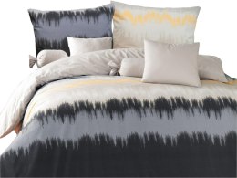 Pościel bawełniana 200x220 Vibe Grey kremowa grafitowa żółta pasy Cottonlove Exclusive