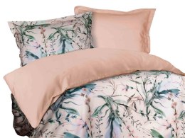 Pościel satynowa 160x200 Coleus w pudełku kwiaty liście różowa dwustronna Luxury Premium