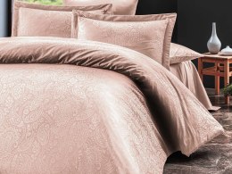 Pościel satynowa 160x200 Sal pudrowa różowa w pudełku żakardowa ornamenty orientalna Luxury Premium