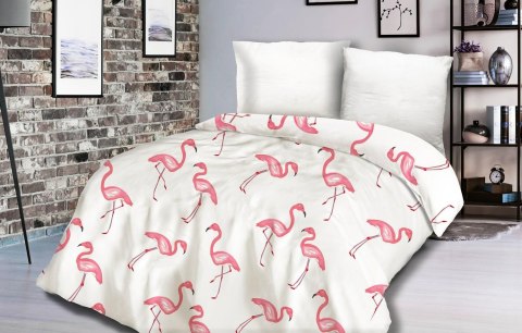 Pościel satynowa 200x220 Flamingi biała różowa Exclusive Pościel satynowa 200x220 Flamingi biała różowa Exclusive