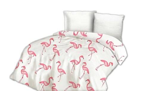 Pościel satynowa 200x220 Flamingi biała różowa Exclusive Pościel satynowa 200x220 Flamingi biała różowa Exclusive