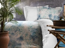 Pościel satynowa 220x200 Belize w pudełku turkusowa niebieska centki dwustronna Luxury Premium