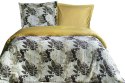 Pościel satynowa 220x200 Olivia w pudełku liście szara musztardowa dwustronna Luxury Premium Pościel satynowa 220x200 Olivia w pudełku liście szara musztardowa dwustronna Luxury Premium