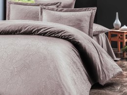 Pościel satynowa 220x200 Sal lililowa jasna w pudełku żakardowa ornamenty orientalna Luxury Premium