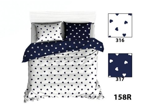 Poszewka bawełniana 40x60 R158 biała granatowa serduszka Poszewka bawełniana 40x60 R158 biała granatowa serduszka
