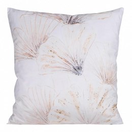 Poszewka dekoracyjna 45x45 Velvet 8 kwiaty biała beżowa liście miłorzębu welurowa Eurofirany